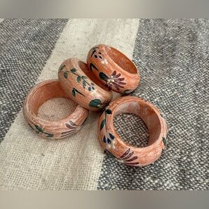 Set of 4 Wooden Handpainted Napkins Rings from the 80’s